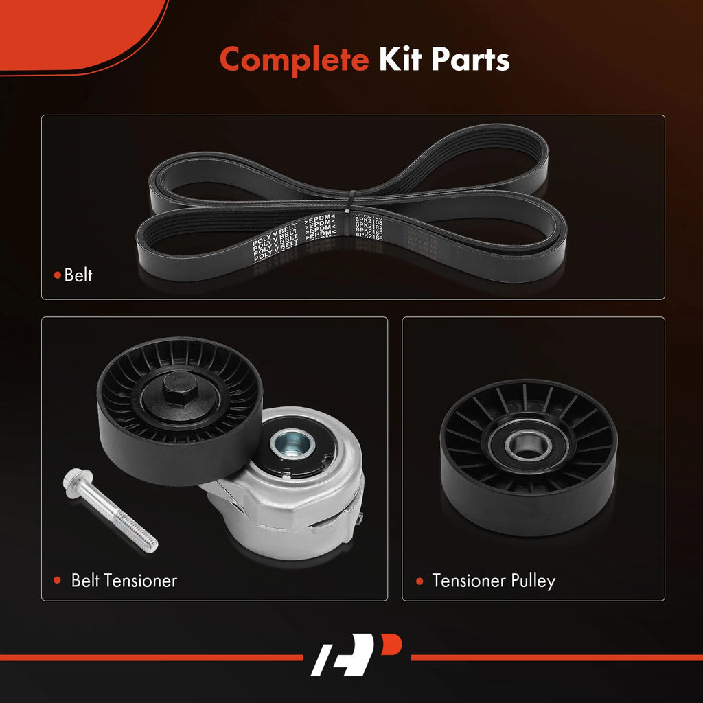 3X Serpentine Belt Drive Component Kit for Ford Taurus Mercury Sable (1996-2005)
