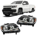 Headlight Assembly for Chevy Colorado (2015–2022) Pair Halogen Black