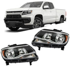 Headlight Assembly for Chevy Colorado (2015–2022) Pair Halogen Black