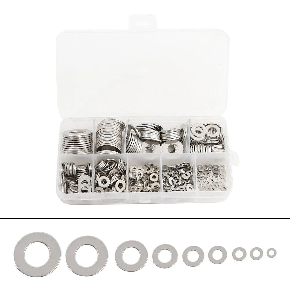 Set of 600 Flat Washers for Various Applications (Assorted Sizes)