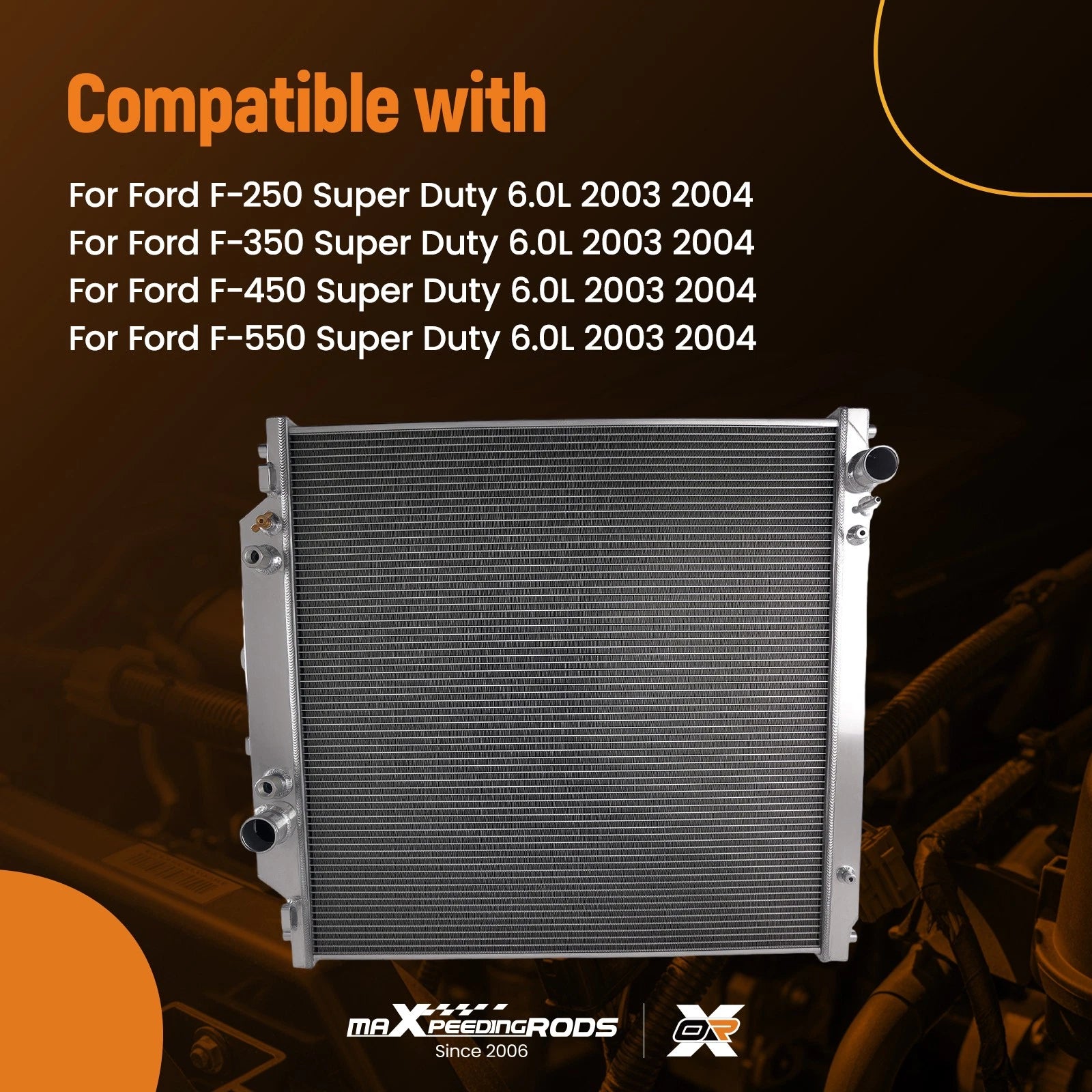 Aluminum Radiator for Ford F-550 Super Duty 6.0L (2003–2004) 4 Row