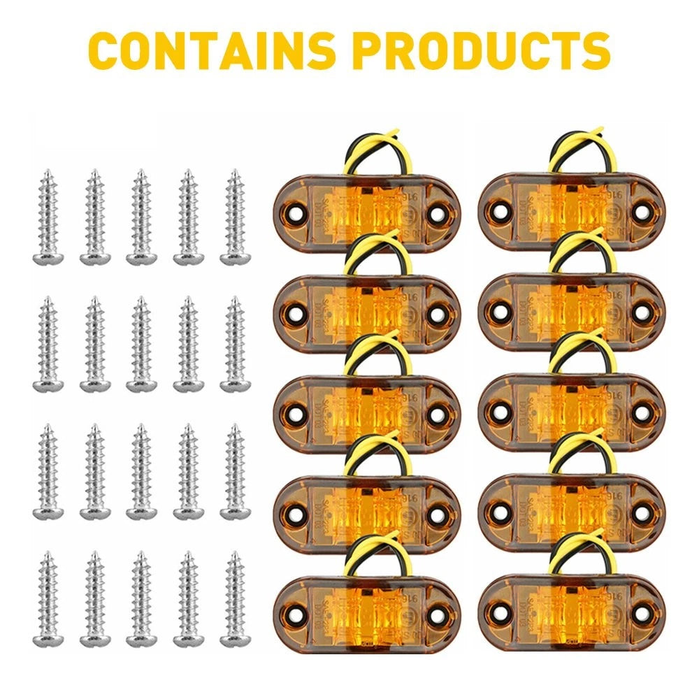 10pcs Amber LED Marker Lights for Truck Trailer RV (EAD)