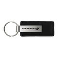 Stripe Logo on Black Leather Keychain - Officially Licensed for Dodge