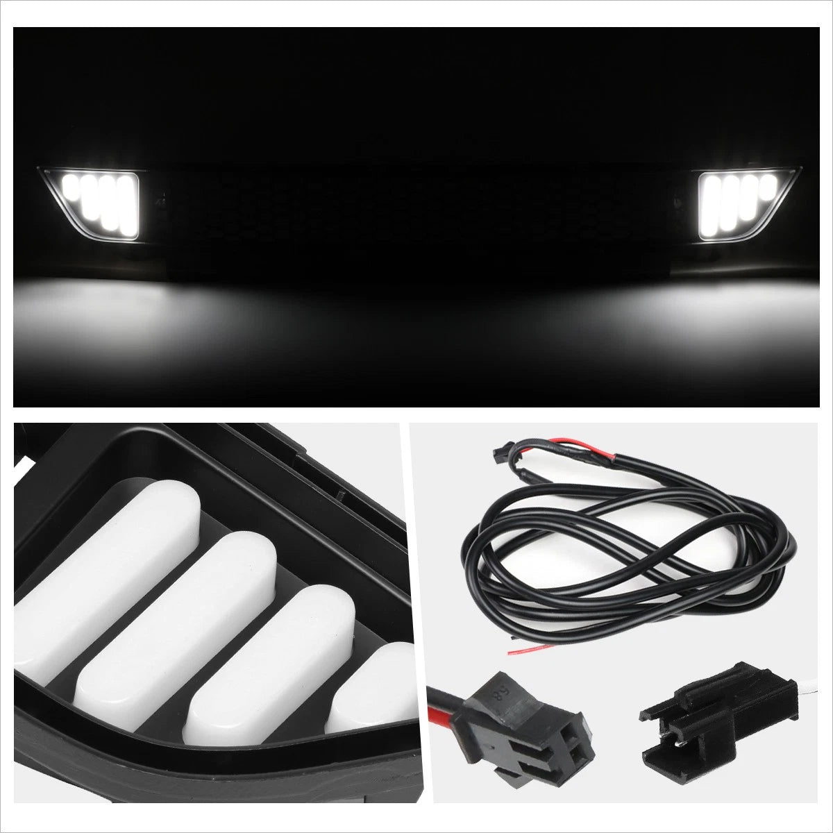 Vertical Fence Front Lower Bumper Grille Frame w/LED DRL for Ford Mustang (2015–2017)