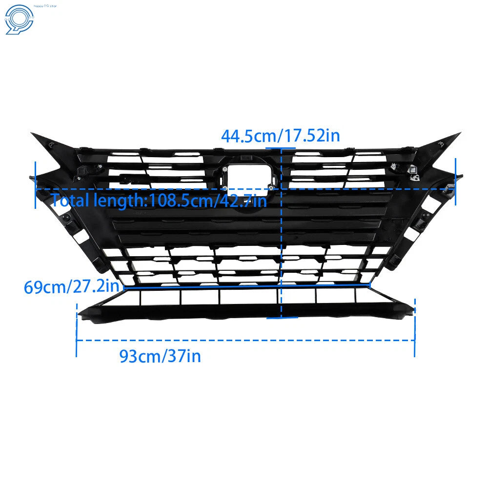 Front Bumper Upper Grille for Nissan Altima SR (2023–2024) Black Plastic
