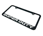 Matte Black License Plate Frame w Large Chrome 3D Ford Super Duty Logo (OEM)