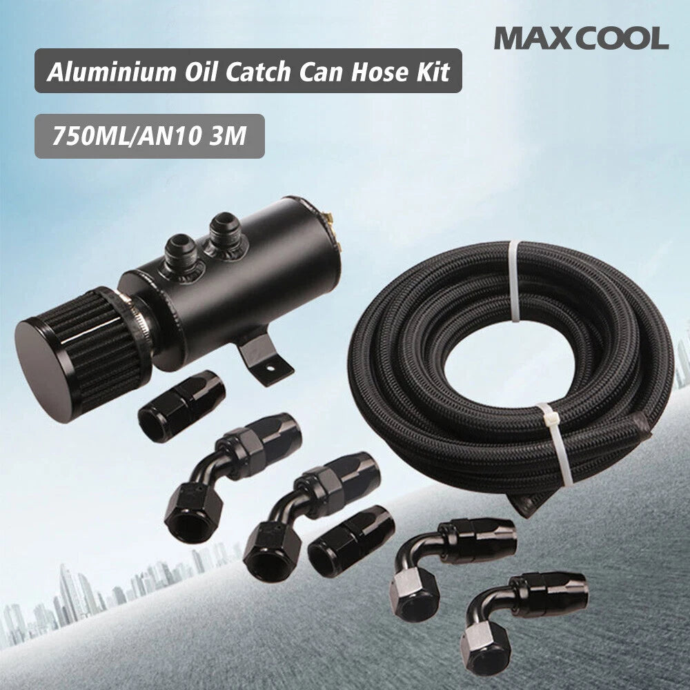 Aluminium Baffled Oil Catch Can 0.75L Twin Port AN10 for BMW E46 (2000–2007)