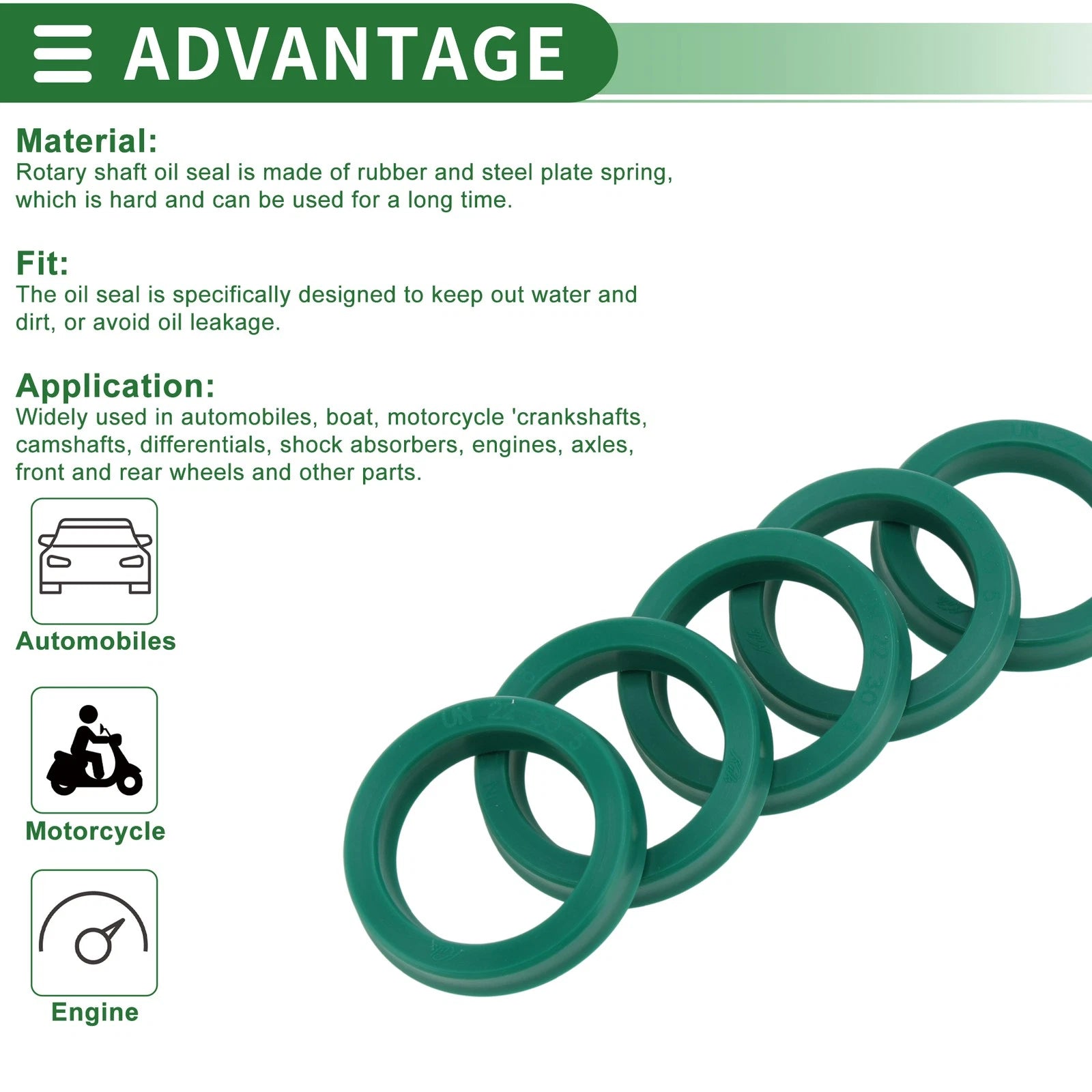 Set of 5 Oil Seal Rotary Shaft Seal 22x30x5mm High Pressure for Various Models