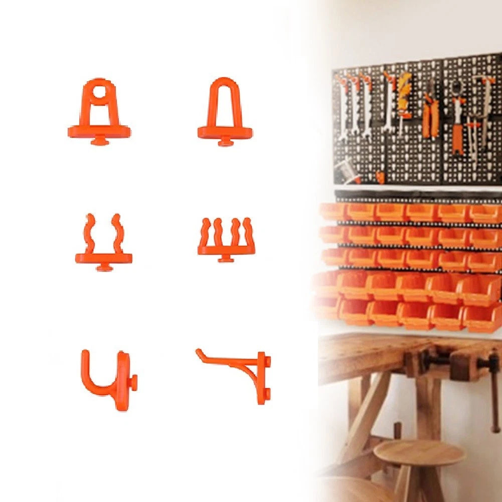Wall-Mounted Garage Organizer Tool Rack with 10 Hooks
