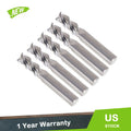 Set of 5 Carbide 3 Flute End Mills 3/8" Regular Length