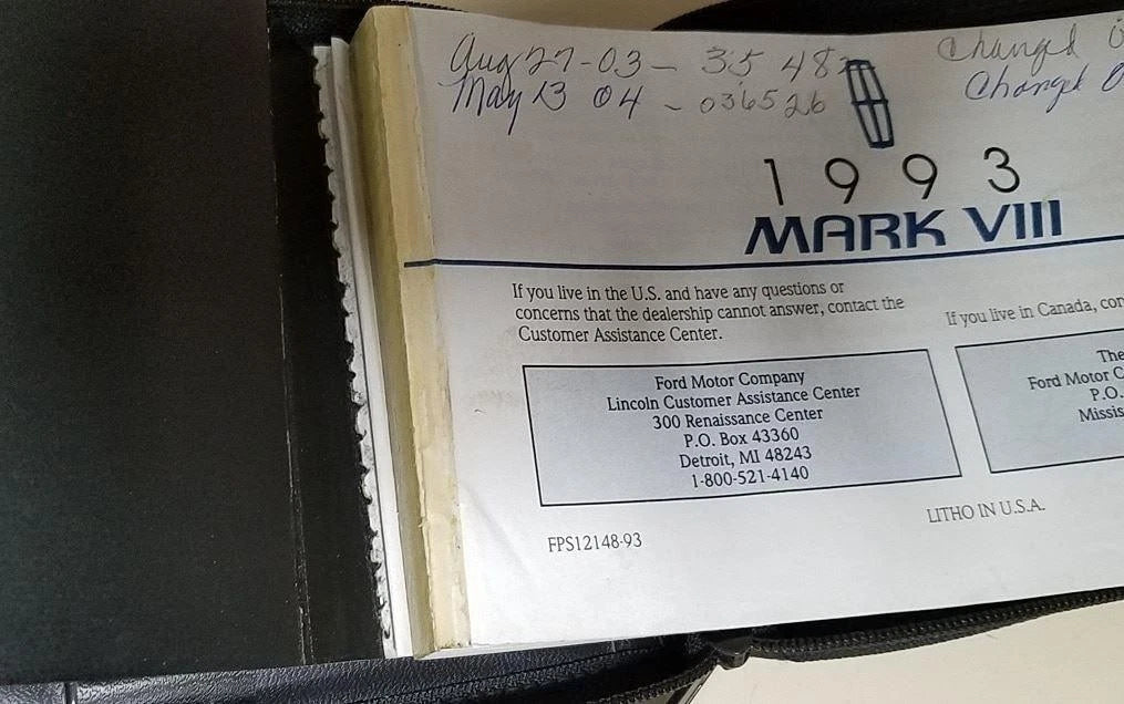 Owners Manual Collection for Lincoln Mark VIII (1993)