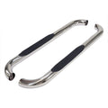 Polished 3in 60 Deg Round Bent w/2 Pads Step Nerf Bar for 09-19 Ram Standard Cab