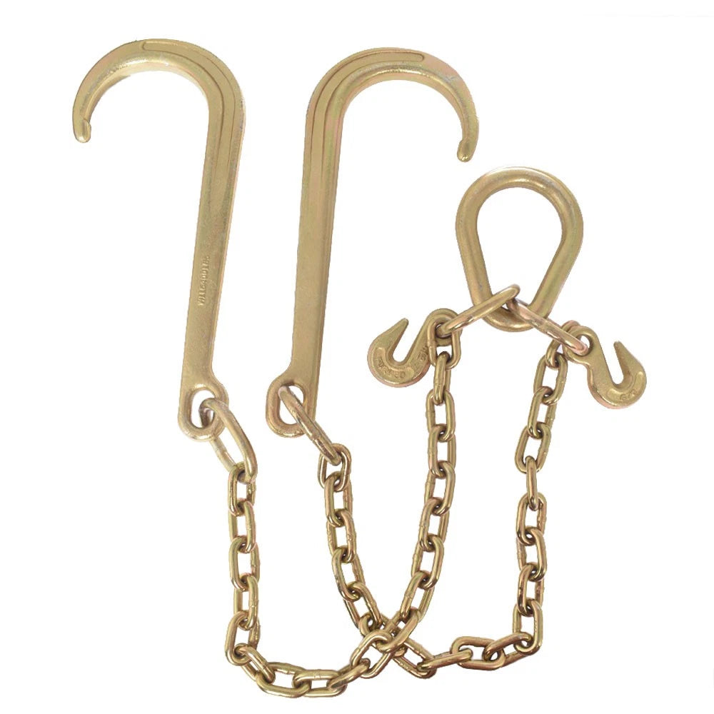 Set of 2 Tow Chains with J-Hooks for Flatbed Truck Rollback Wrecker