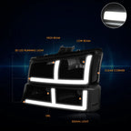 OE Style LED DRL Headlights for Silverado 1500 2500 3500 (2003–2006)