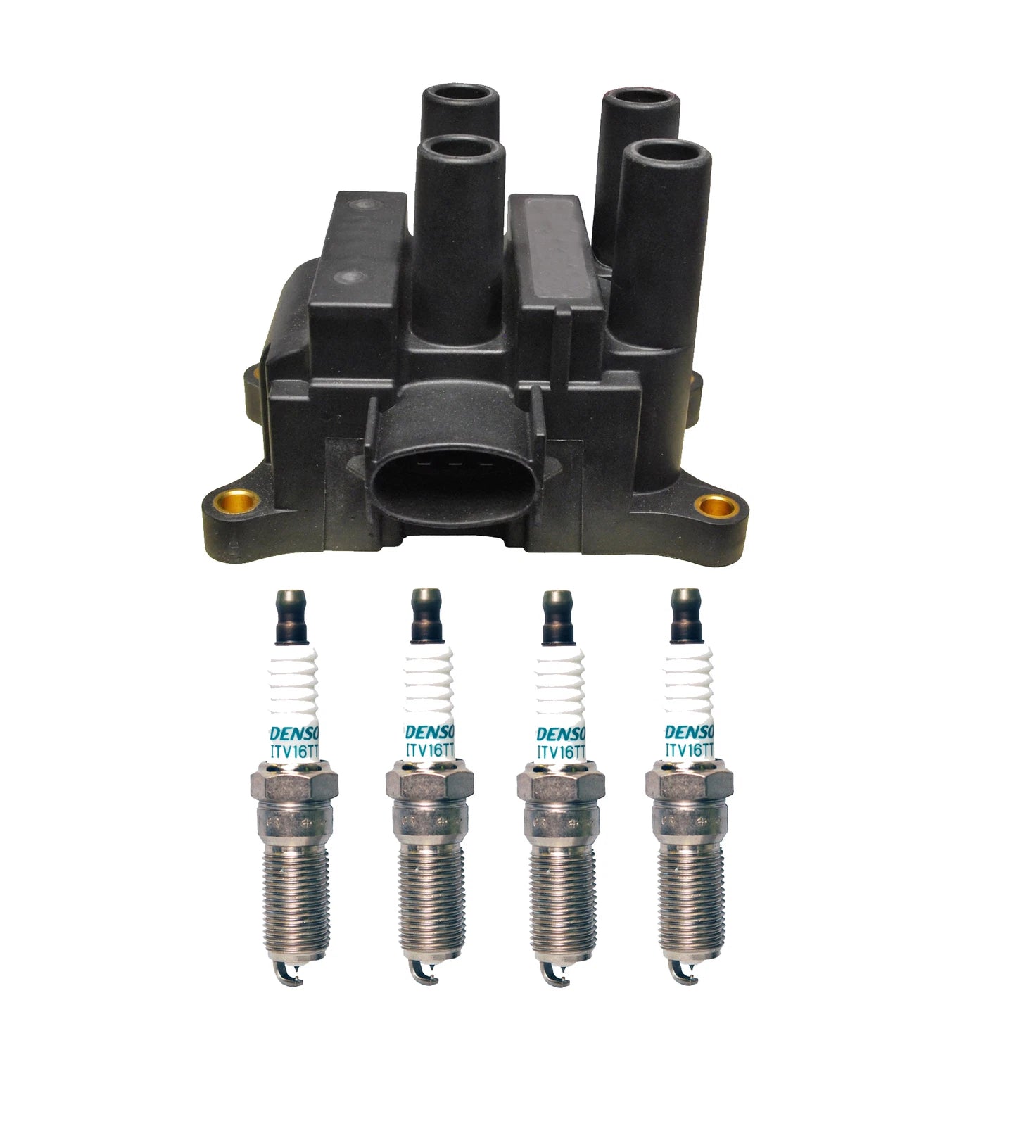 Denso Ignition Coil & 4 Iridium TT Plugs for Ford Mazda Mercury (2000–2023)