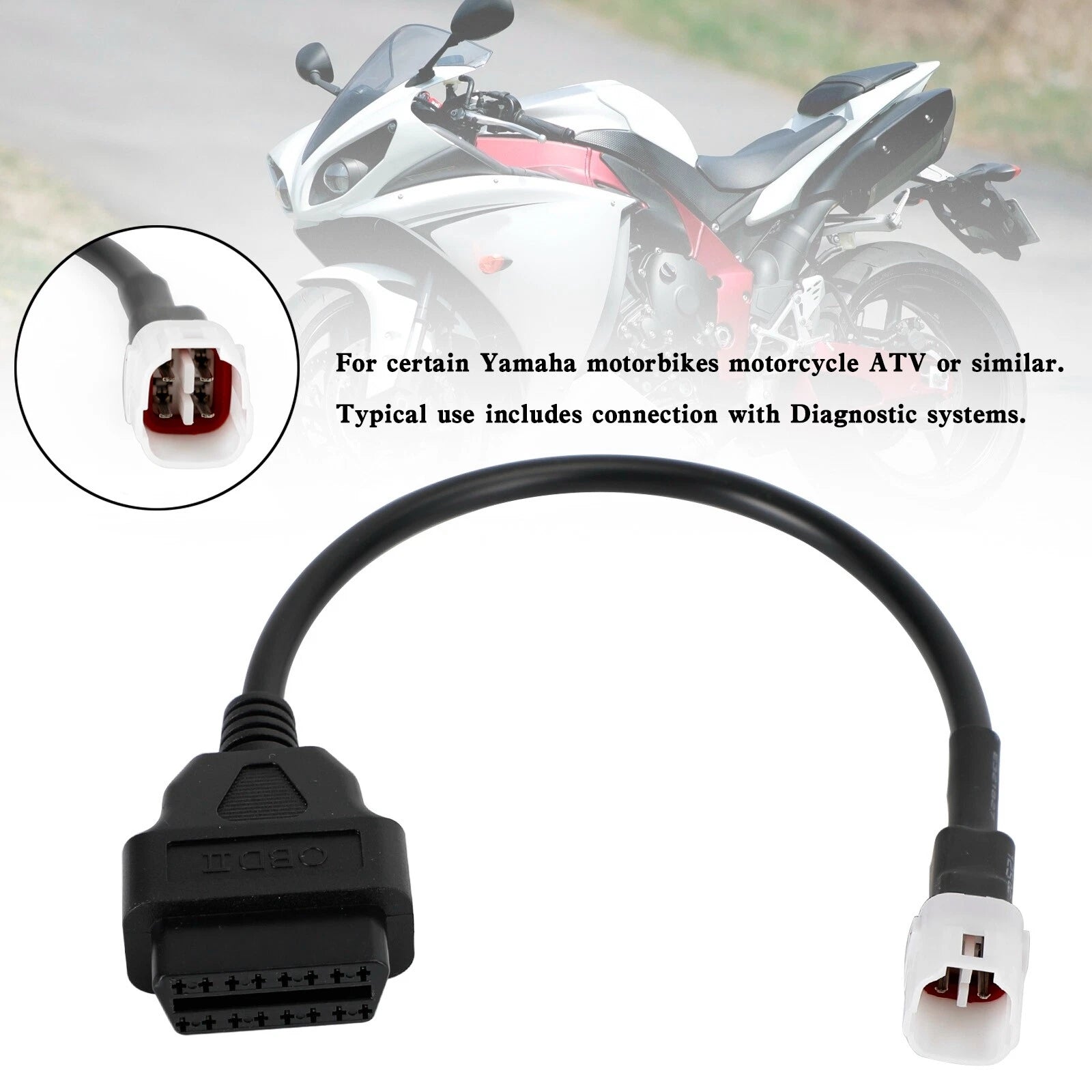 4 Pin to OBD2 Cable Diagnostic Adapter for Yamaha R1 R6 MT09 (Fit #3#)