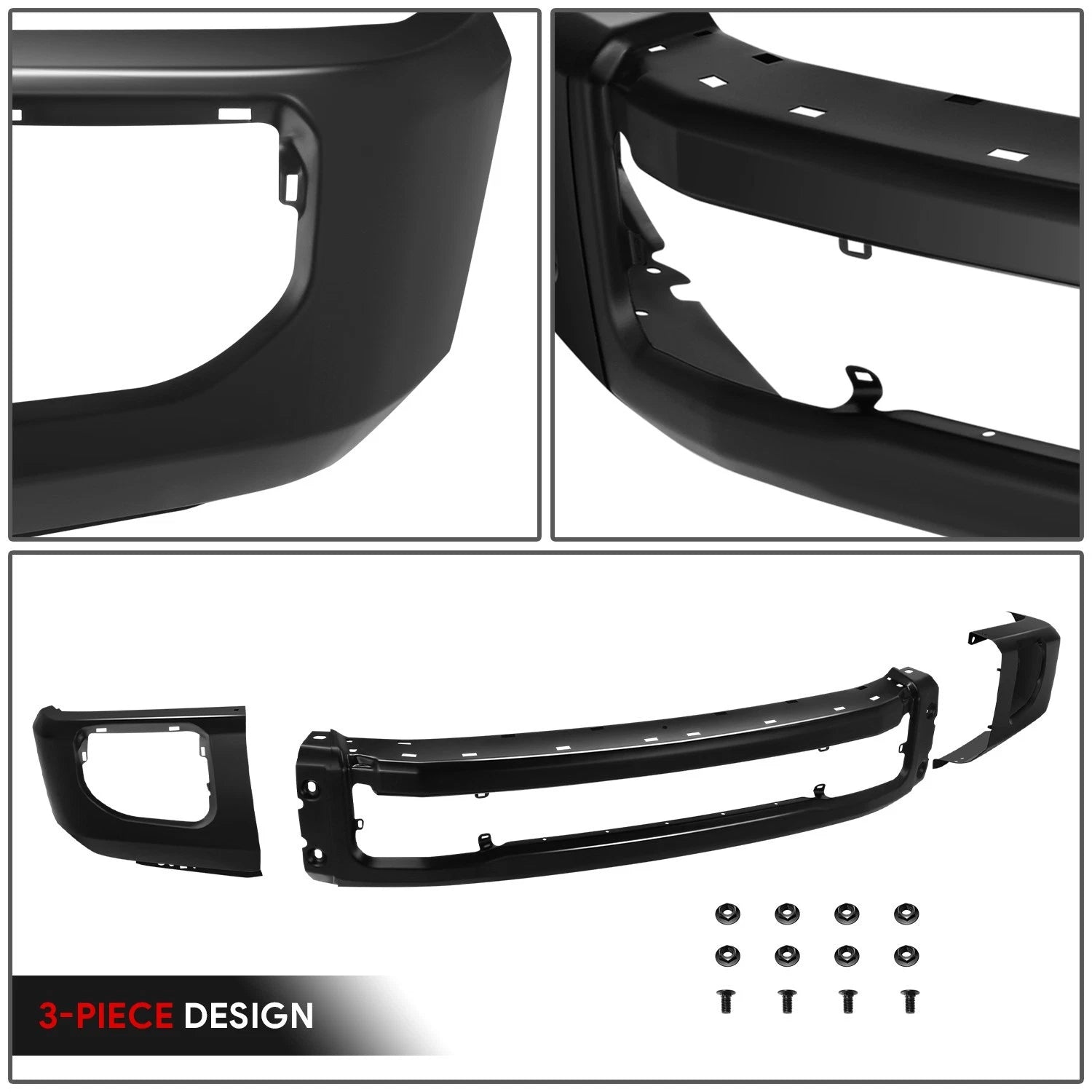 Front Bumper for Ford F250 F350 Super Duty (2020–2022) OE W/Foglight Holes Black