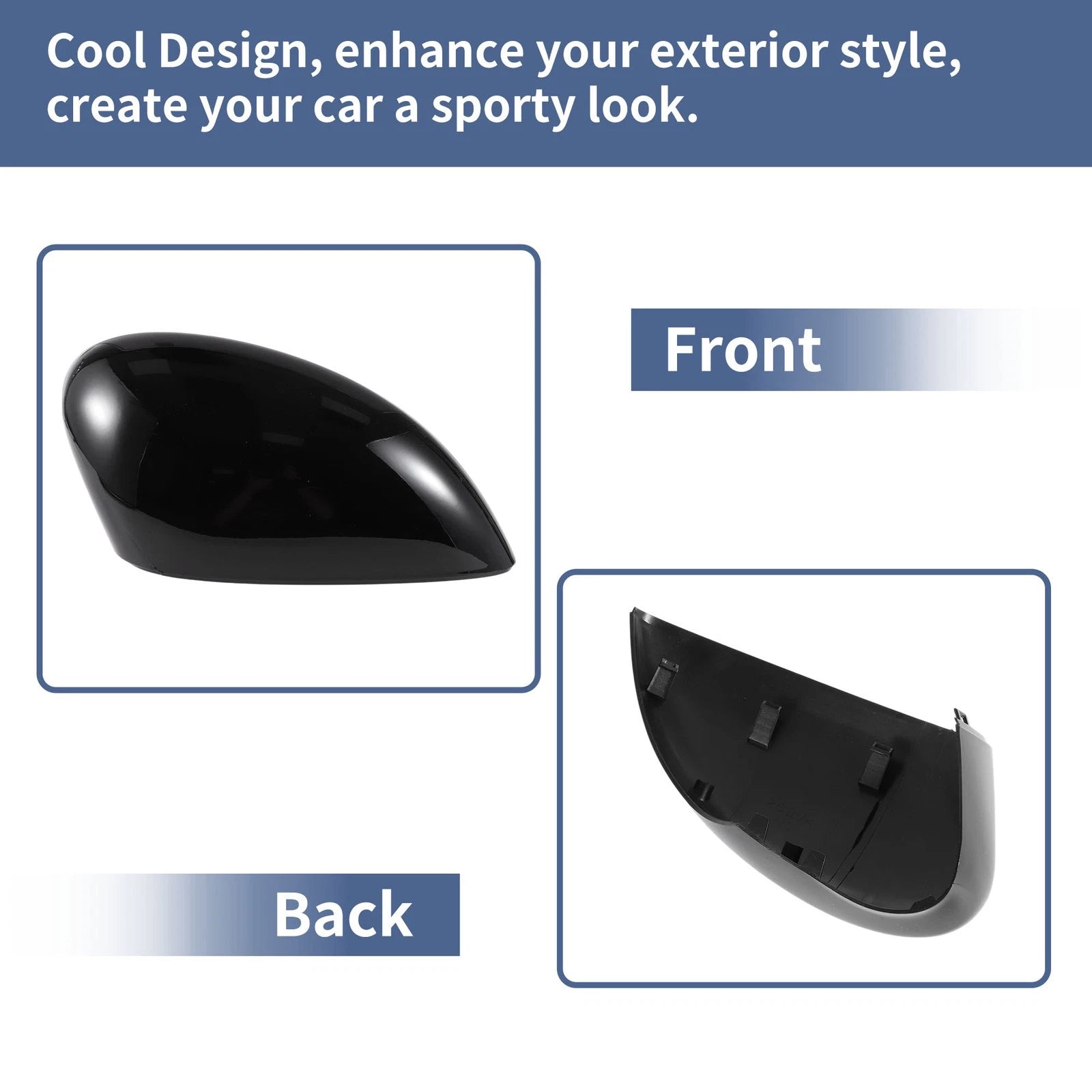 Mirror Cover Cap Set of 2 for Ford Fiesta MK7 (2008–2017) Gloss Black