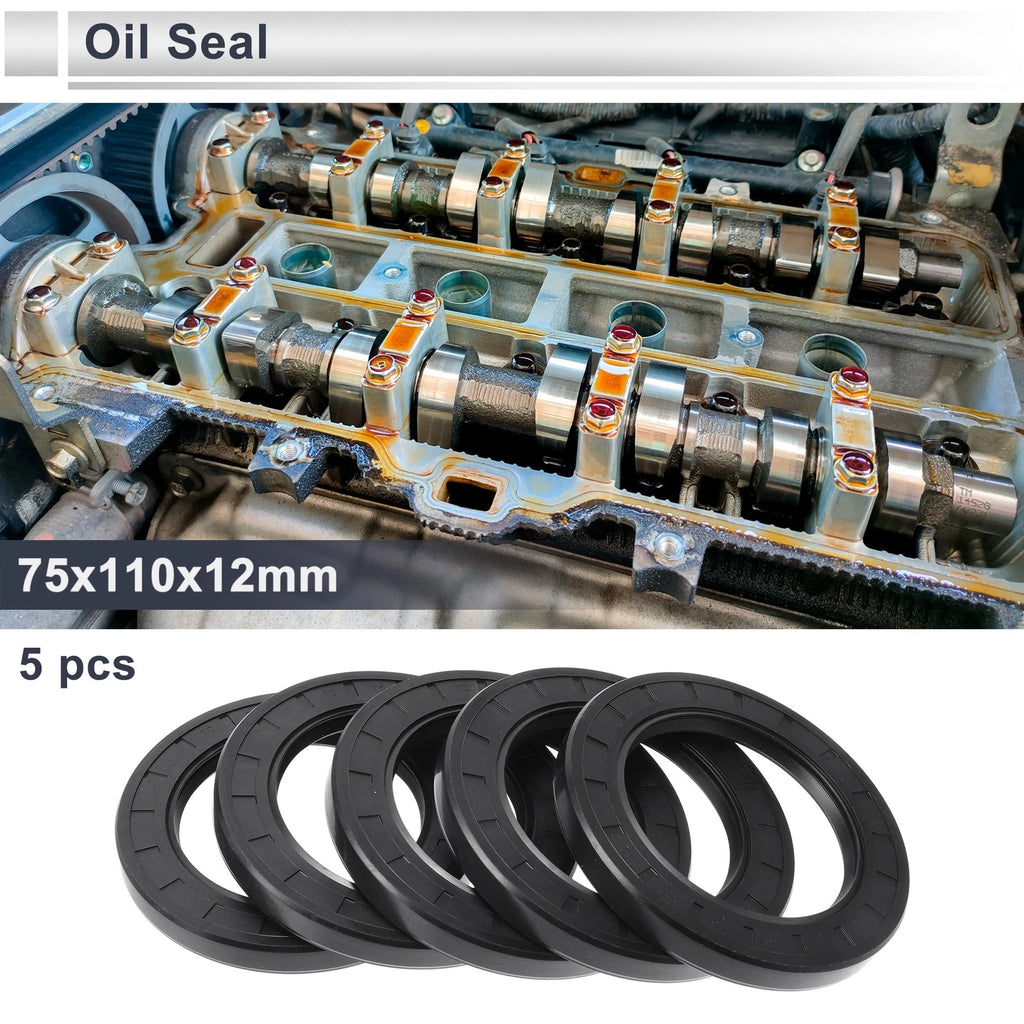 Set of 5 Oil Seal Rotary Shaft Seal Nitrile Rubber 75x110x12mm