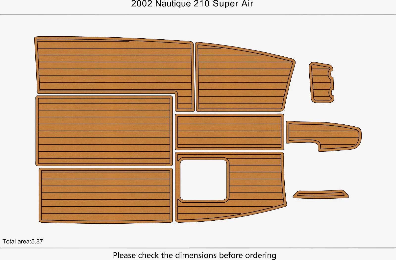 EVA Foam Teak Deck Floor Pads for Nautique 210 Super Air (2002)