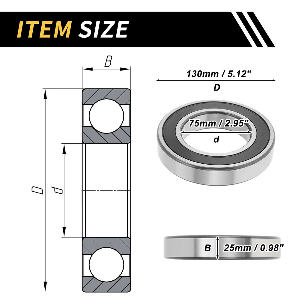 Deep Groove Ball Bearing P5 for Scooter Skateboard Wheel (75x130x25mm)