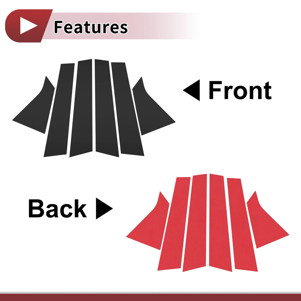 Set of 6 Car Door Pillar Window Trim for Honda Civic Hatchback (2016–2021) Black