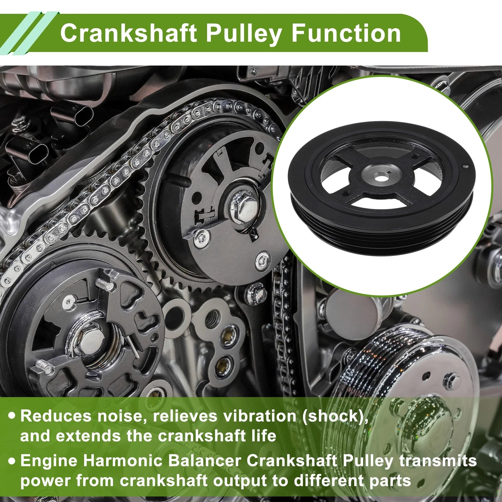 Engine Harmonic Balancer Crank Pulley for Lexus Scion xA (2004–2006) 1340721020 Black