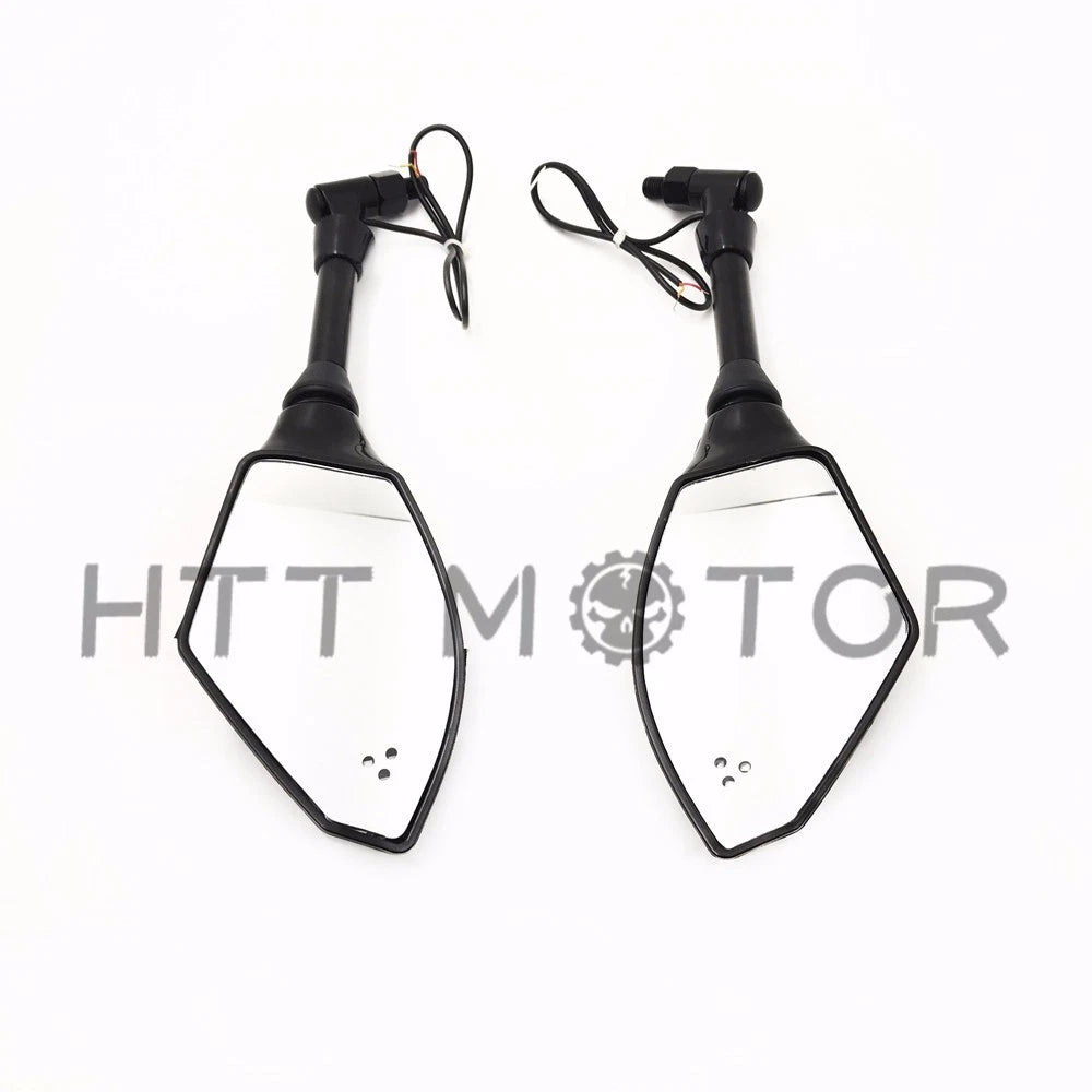 10mm LED Turn Signal Rearview Side Mirrors for Honda Suzuki Cruiser