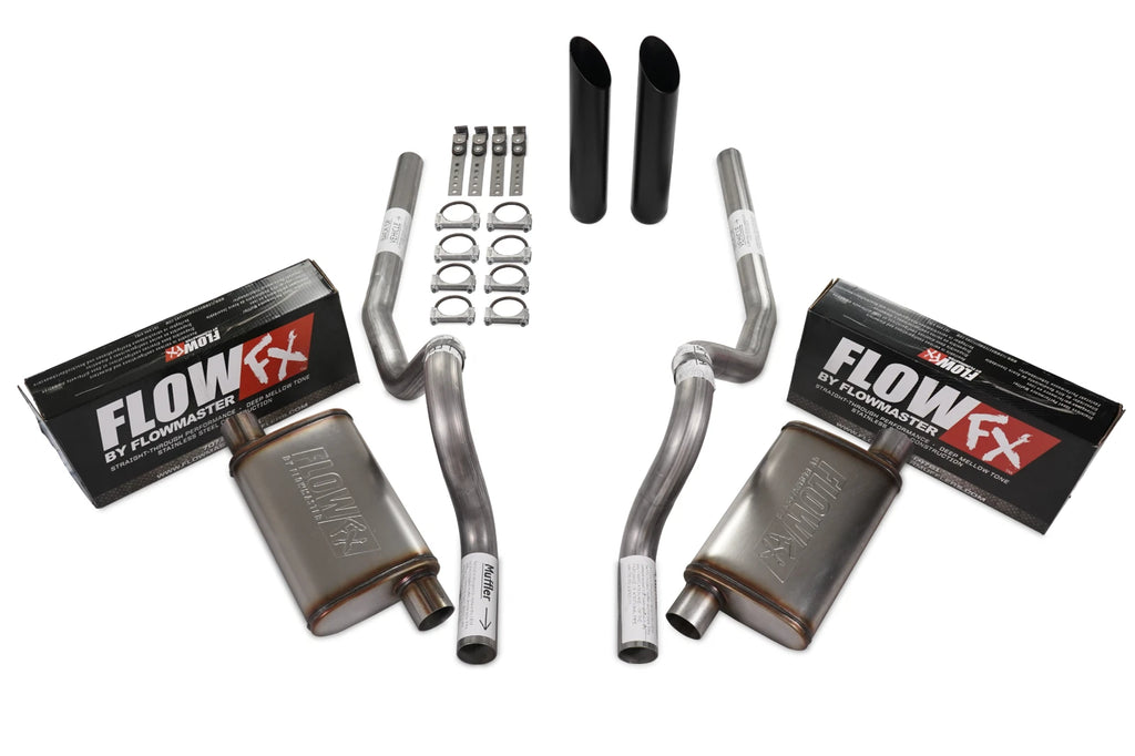 2.5" Dual Exhaust Kit for Ford Mustang (1986–2004) - Flowmaster Flow FX, Rear Exit, Black Tip