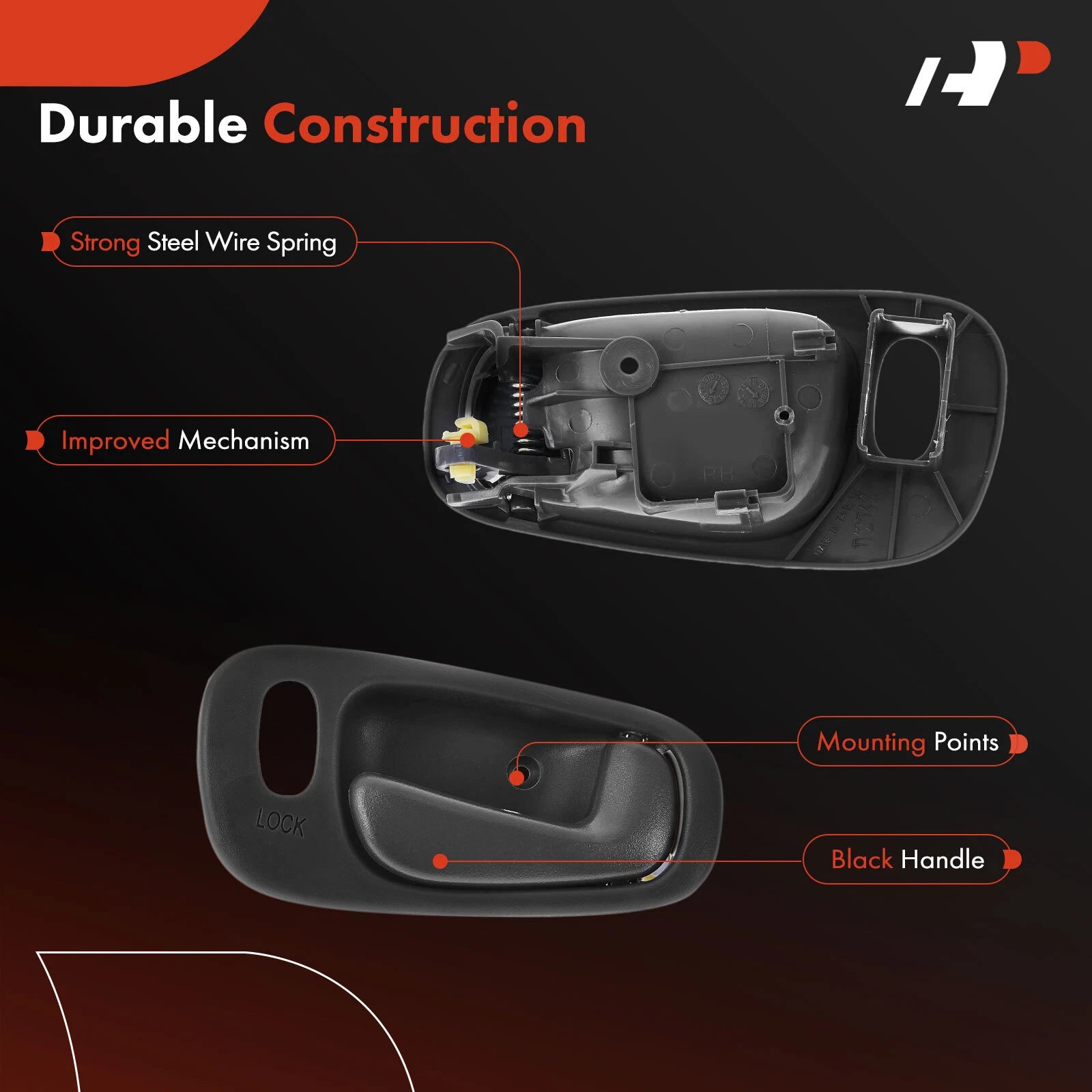 Front Right Plastic Interior Door Handle for Toyota Corolla (2014–2016)