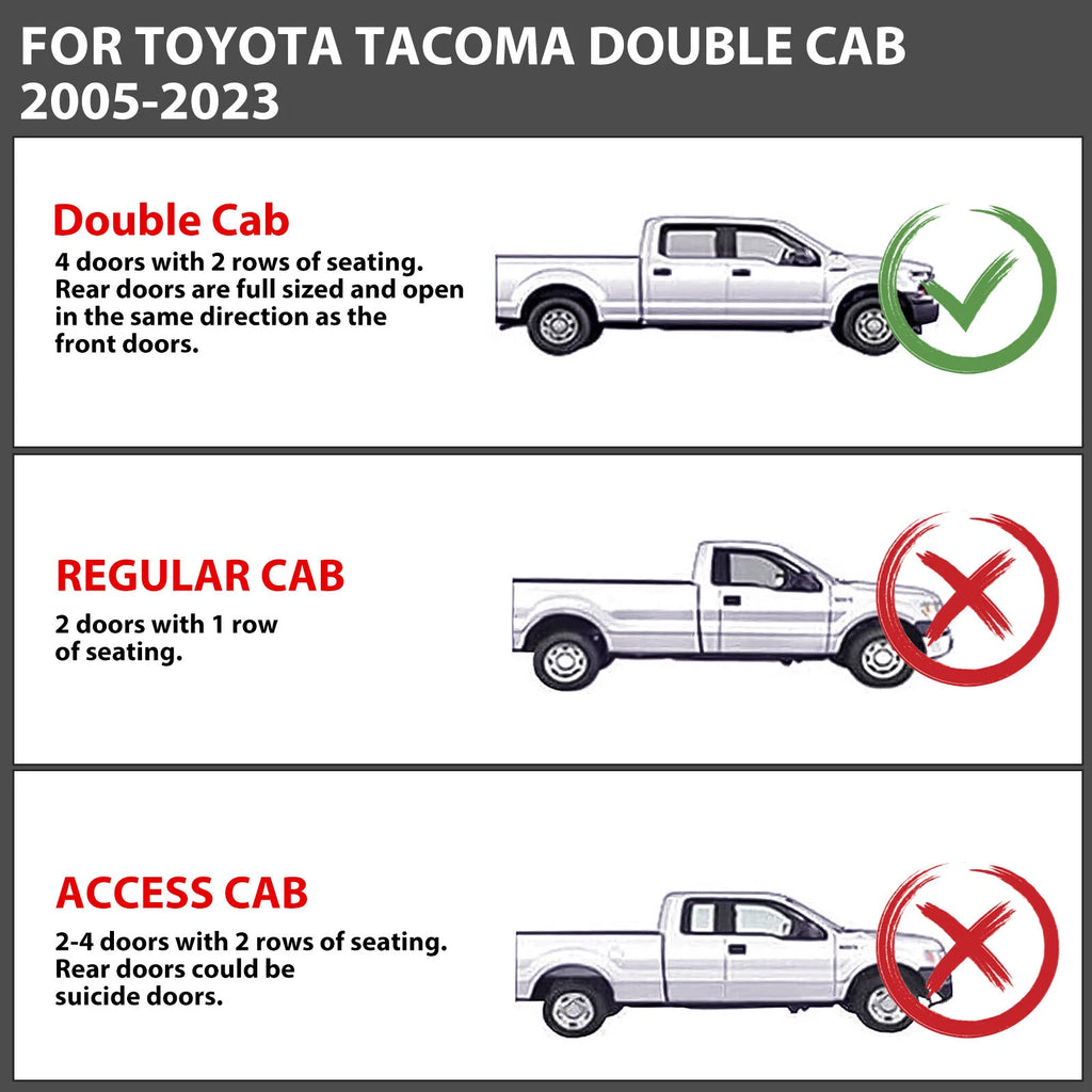 Set of 2 Roof Rack Cross Bars for Toyota Tacoma Double Cab (2005–2023)