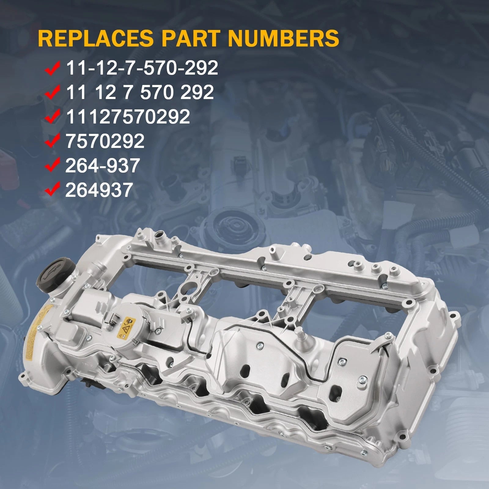 Aluminum Valve Cover with Gasket & Cap for BMW 135i 335i 535i 640i 740i X3 X5 (2007–2019)