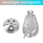 Chrome Power Steering Pump with 2 Groove Aluminum Keyway Pulley for Chevy GM