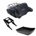 Black Chopped Trunk Backrest Rack Mount for Harley Fatboy FLSTF (2008-2017)
