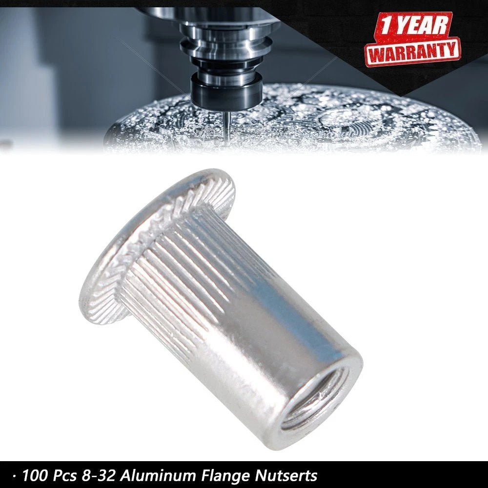 Set of 100 Aluminum Flange Nutserts for Various Applications