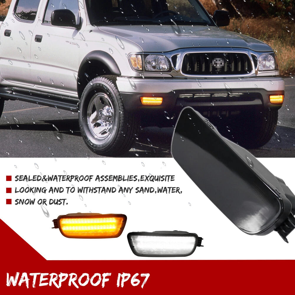 Smoked Lens LED Amber White Signal Parking Lights for Toyota Tacoma (2001–2004)