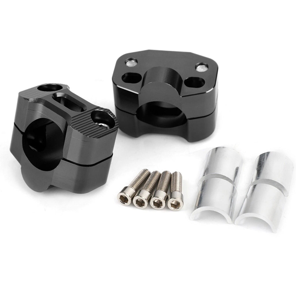 CNC Aluminum Handlebar Risers for Universal Clamp Mount (22-28mm) Black T9