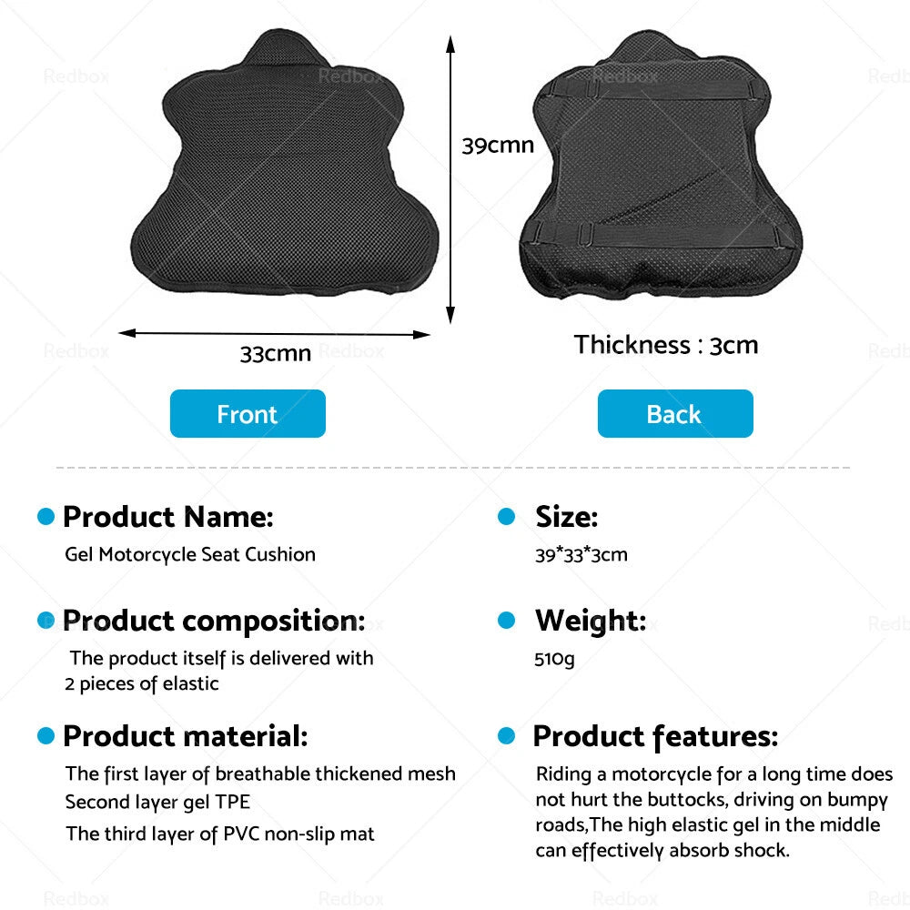 Comfort Gel Seat Cushion for Universal Motorcycles (Air Pad Cover)