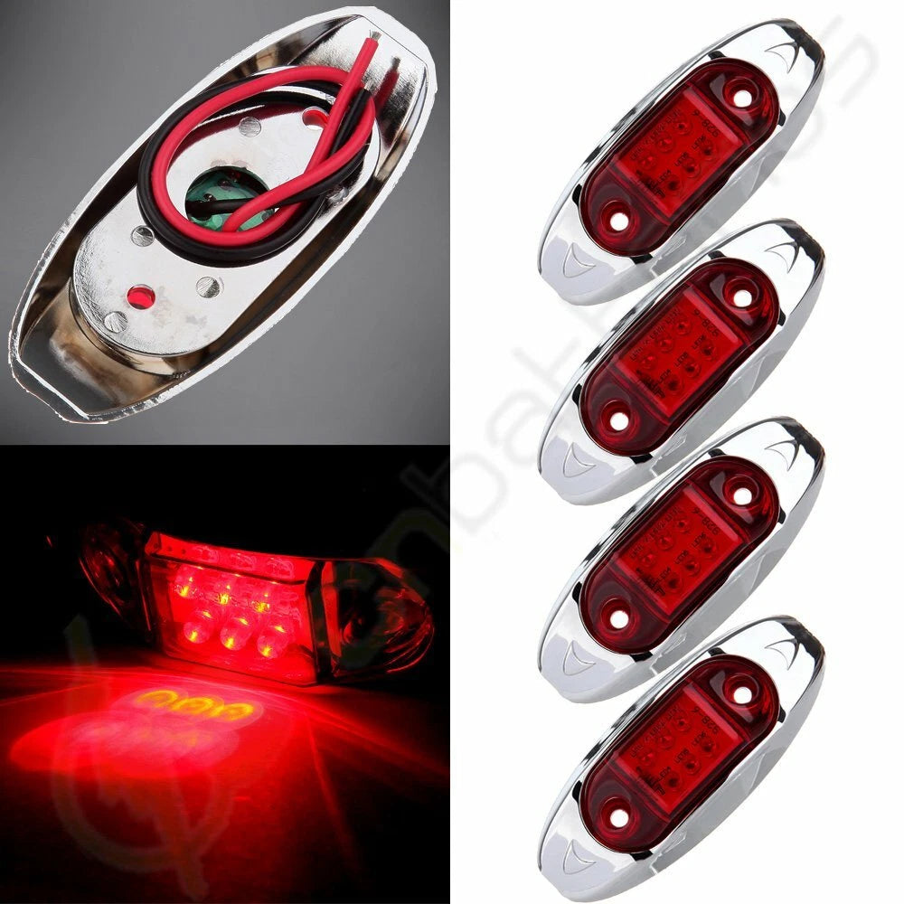 Set of 4 LED Red Indicator Side Marker Lights for Trailer Truck (12V)