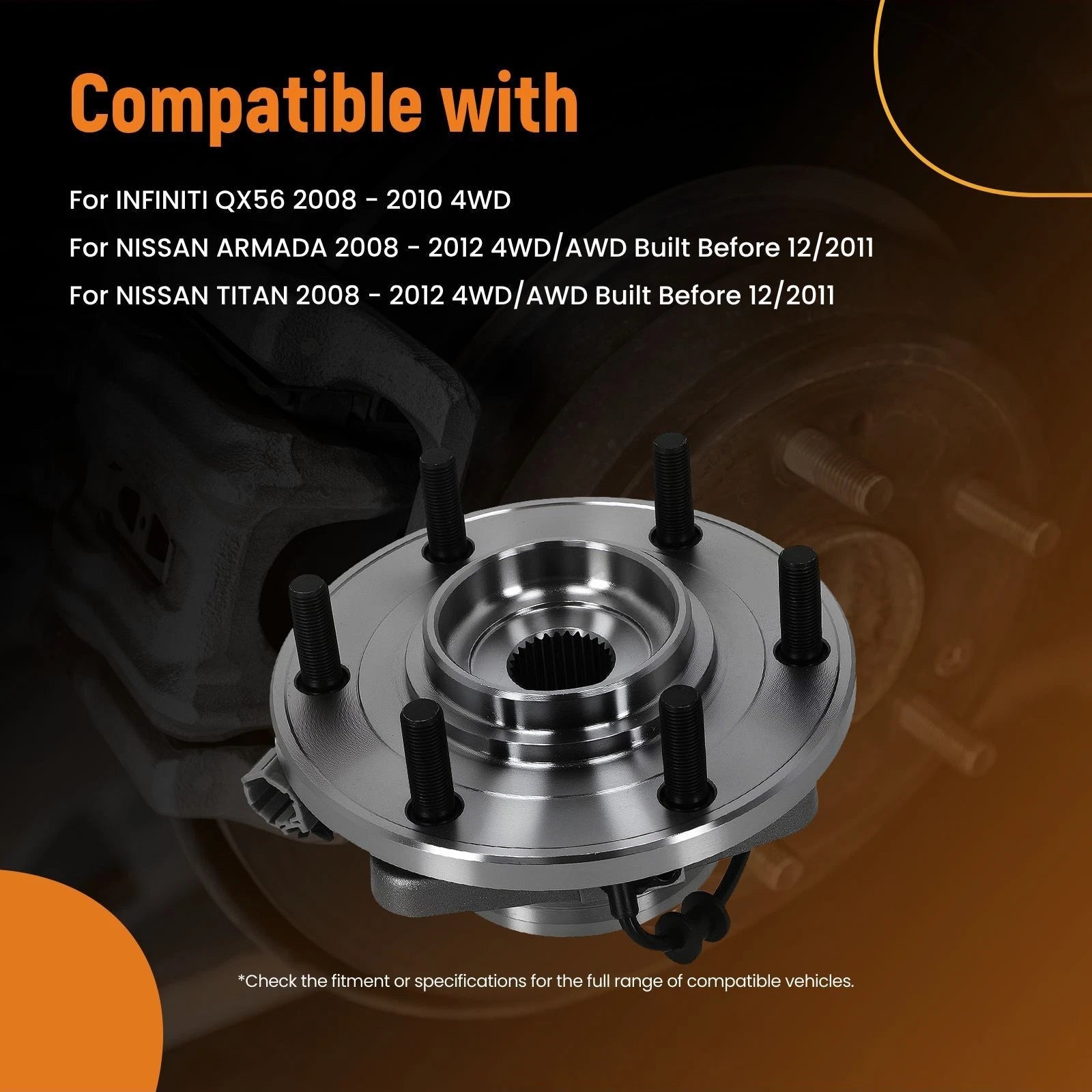 6 Lug Wheel Hub for Infiniti QX56 4WD (2008–2010) WE61127 ABS