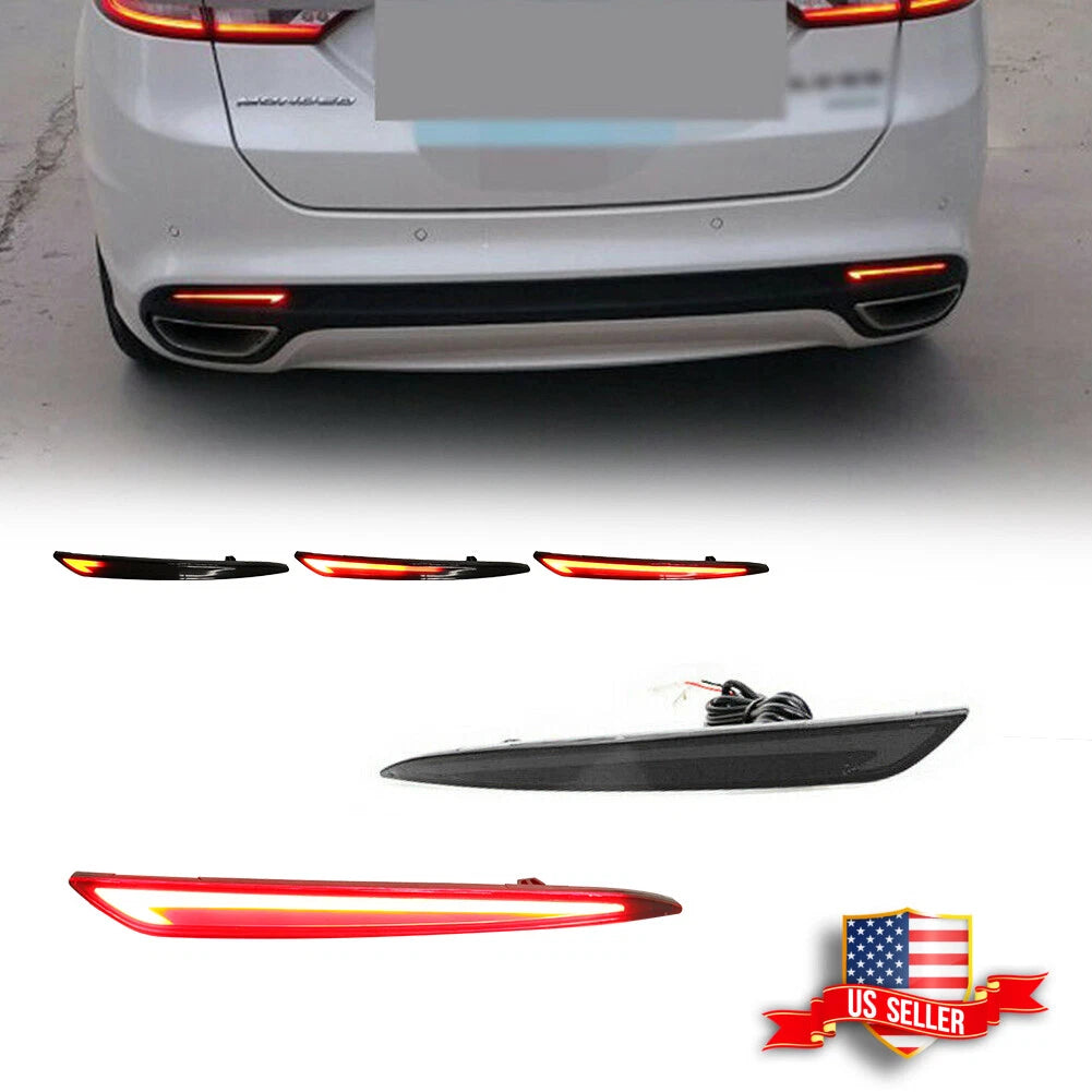 2X LED Rear Reflector Brake Tail Signal Lights for Ford Fusion (2013–2018)