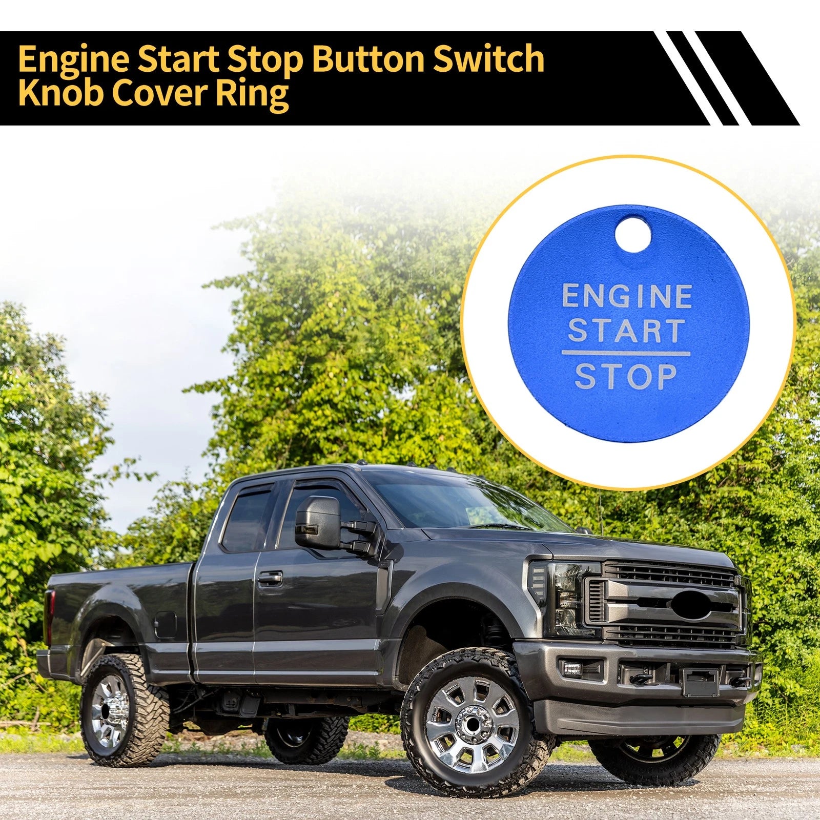 Engine Start Stop Button Control Switch Knob Cover for Ford F-150 (2016–2021) Blue