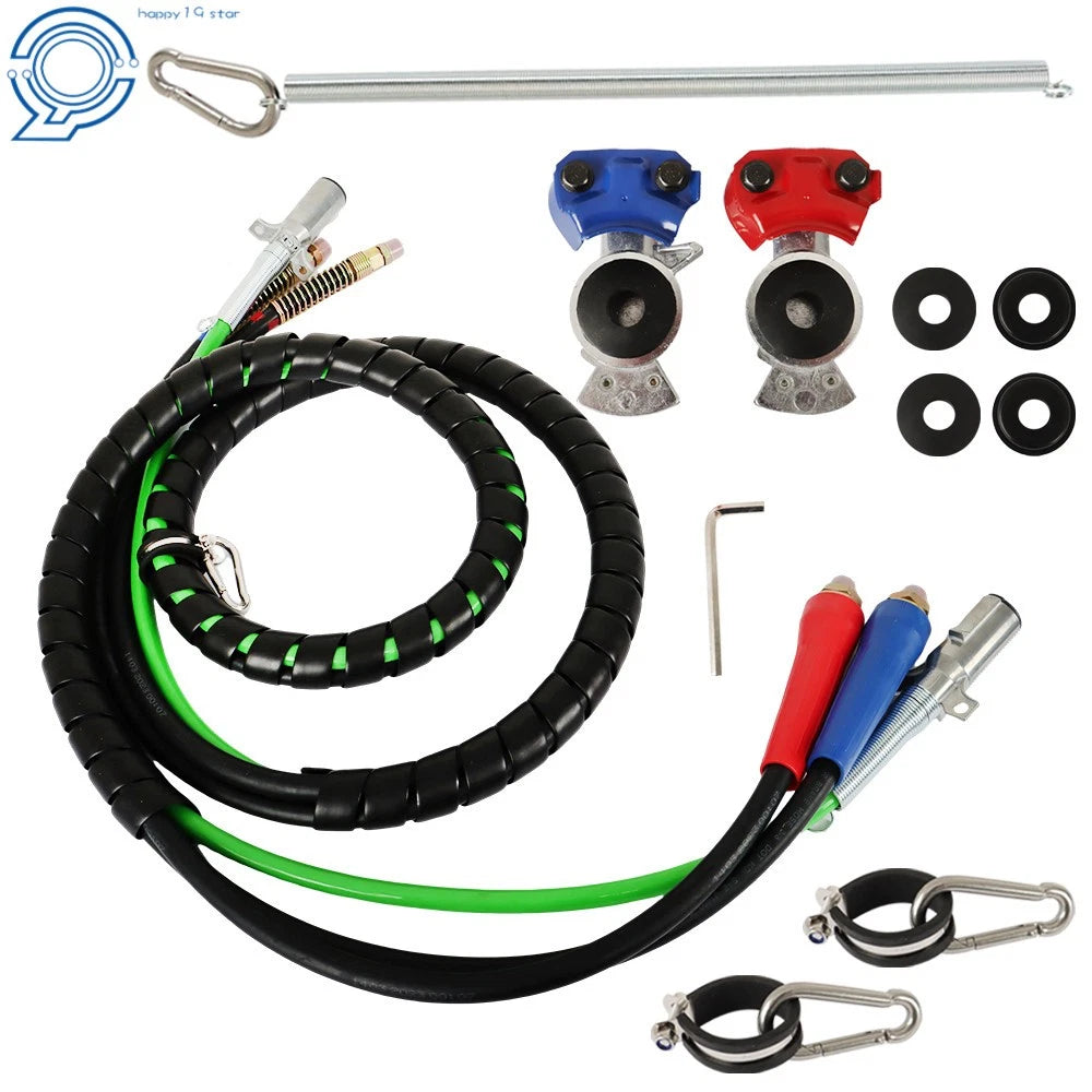 Set of 4 Air Line Hose Assemblies for Semi Truck Tractor Trailer (12 Feet)