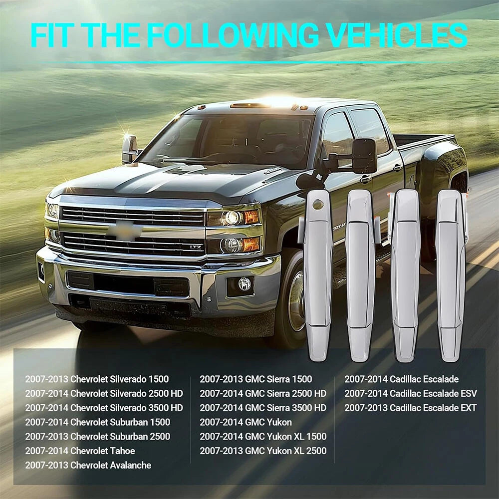 4PCS Door Handle Front Rear for Chevy Silverado Tahoe Sierra Denali (2007-2013)