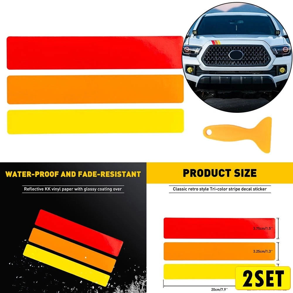 Set of 2 Tri-color Sticker Grille for Toyota Tacoma (2016–2022) 7.9"
