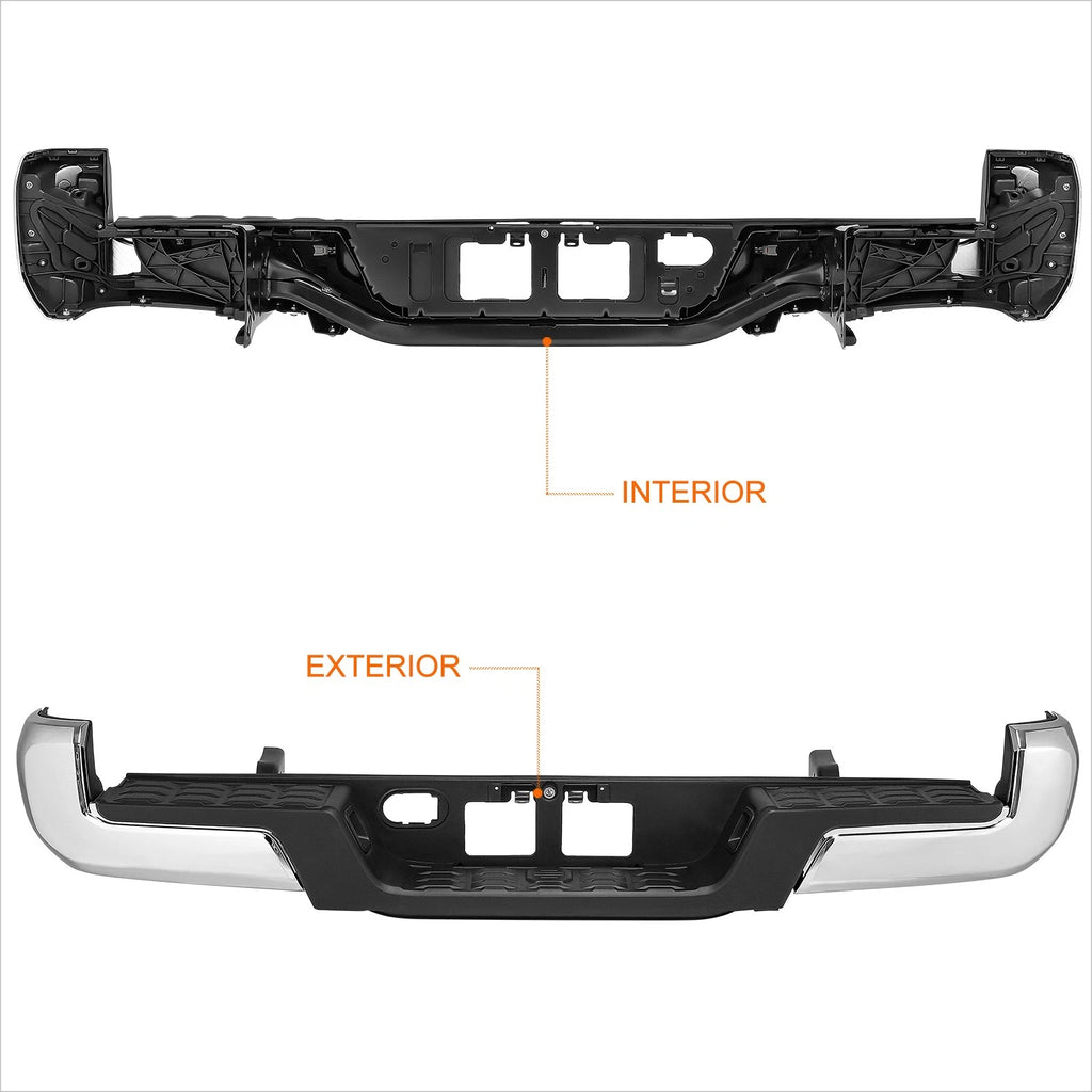 Polished Steel Rear Bumper Assembly for Toyota Tacoma (2016–2023)
