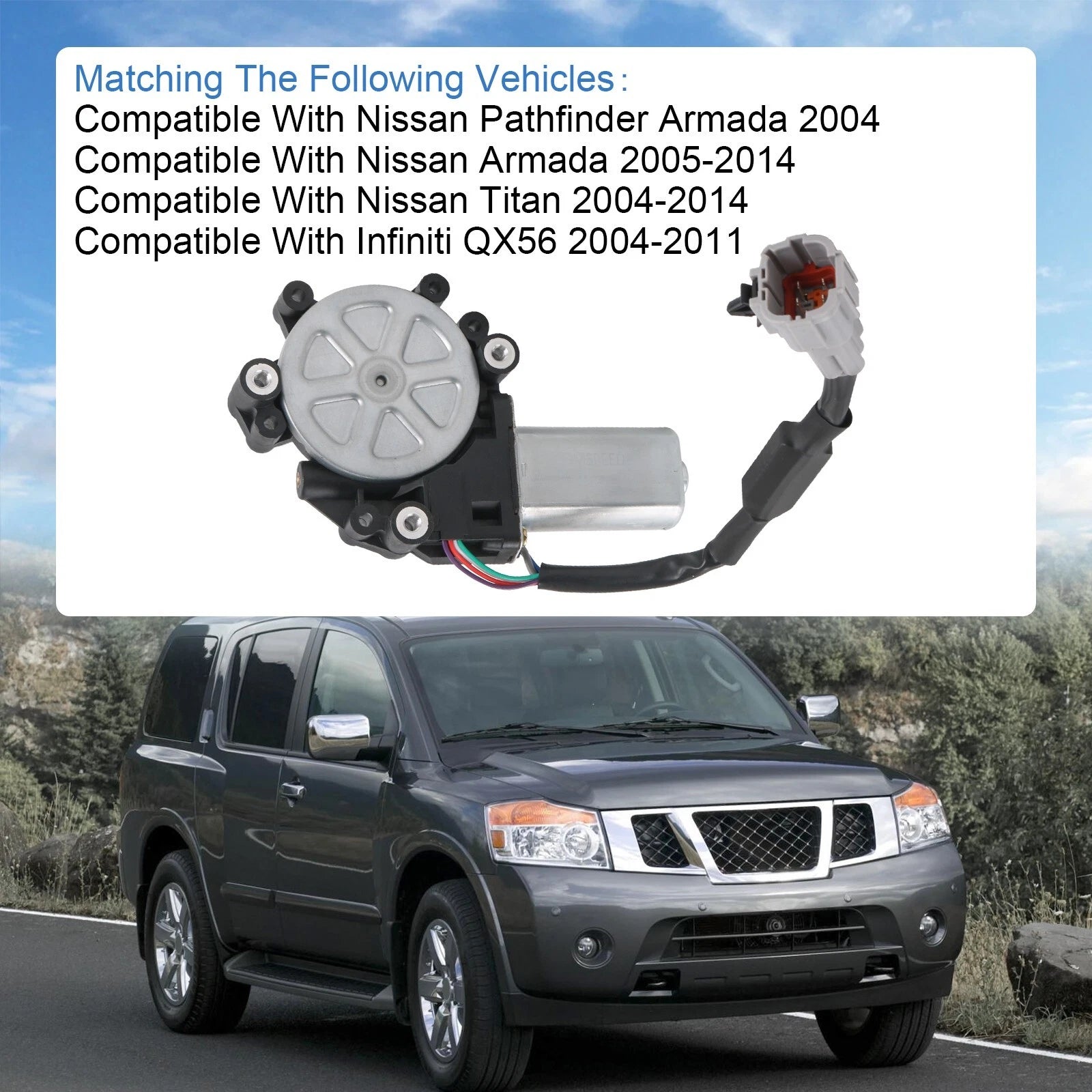 Front Right Window Lift Motor for Nissan Titan Armada (2004–2019)