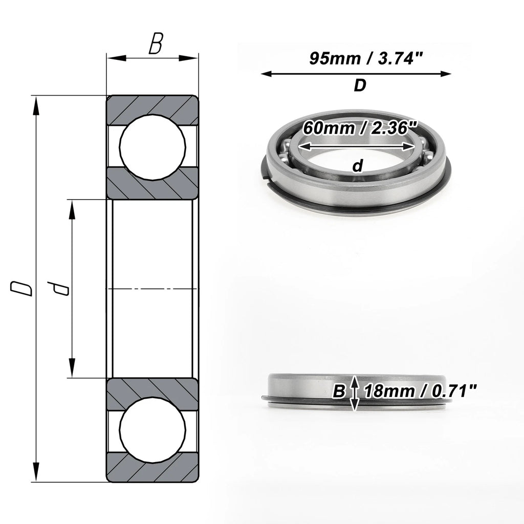 6012NR Deep Groove Ball Bearing for Scooter Skateboard Wheel (P0)