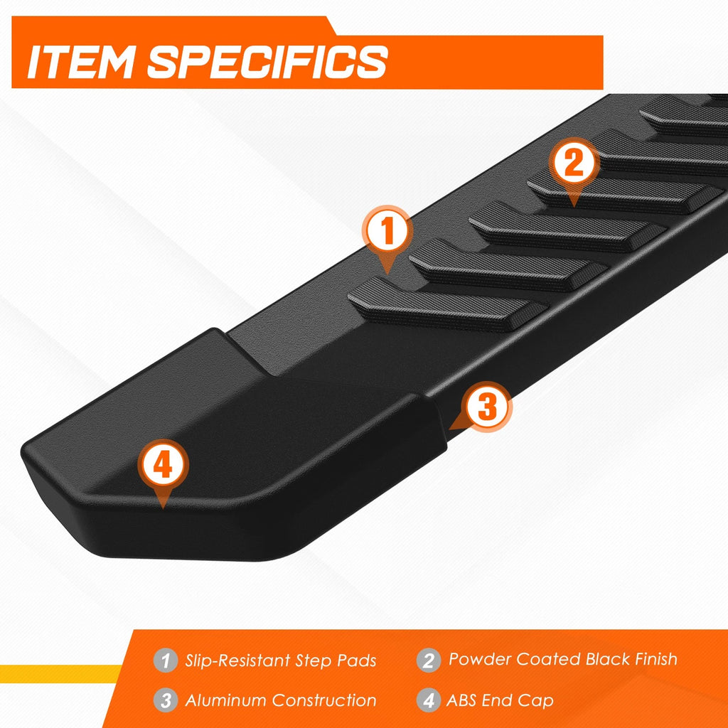 Set of 2 Step Pads for Ford F150 Crew Cab (2004–2014) Aluminum Black