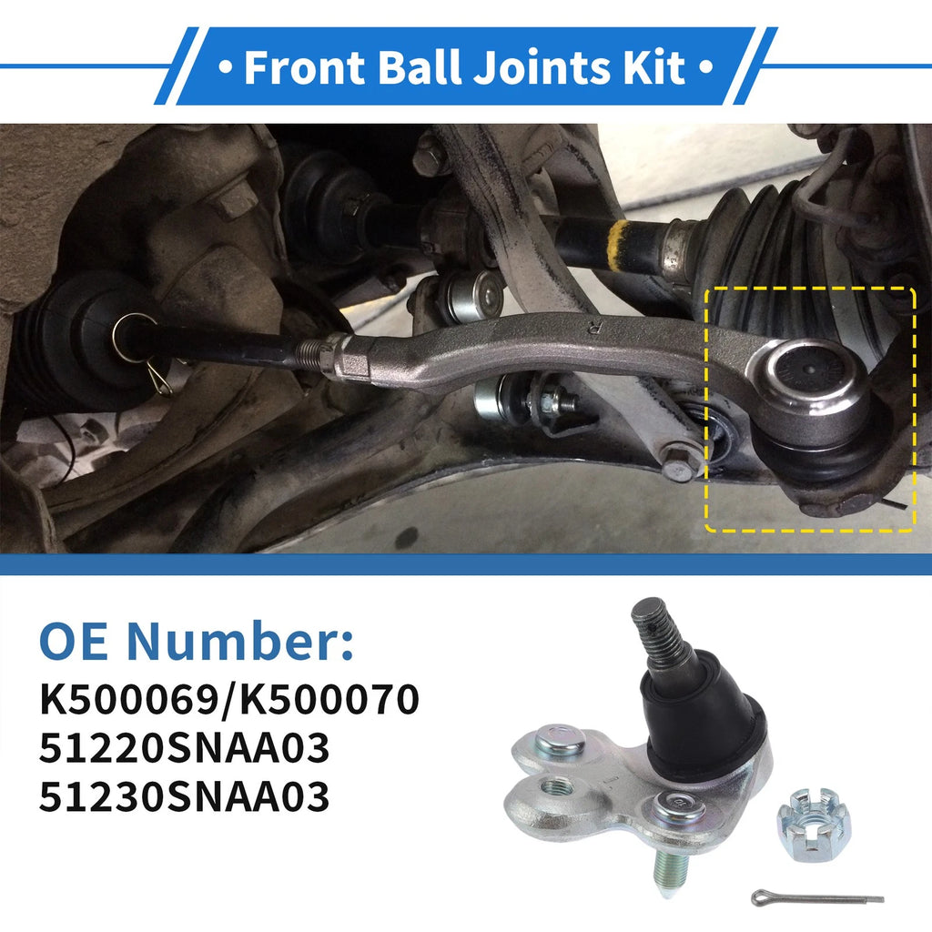 2X Front Lower Ball Joints for Honda Civic (2006–2011) No.K500069/K500070
